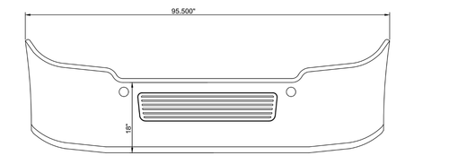 18" Chrome Bumper Freightliner Cascadia 2008-2017 Replaces Factory Plastic, Aerodynamic, with Grille Installed, Bolt, Tow