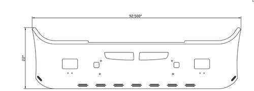 22"Bumper Chrome Fits Kenworth T600 W/Around Tow Holes And Fog Light 9 Hidden Light