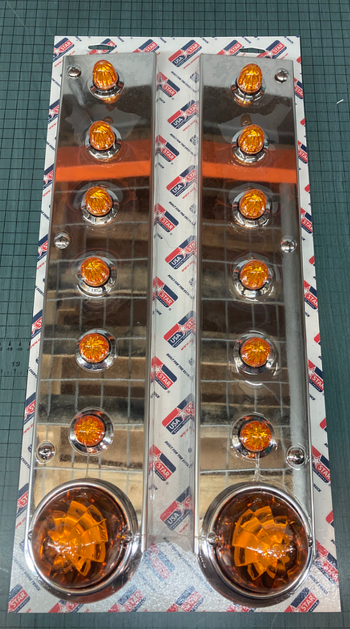 Air Filter Front Kit Led fits Peterbilt 370 Series (Pair)With 12 = 3/4" Light Amber/Amber 2= Watermelon Amber