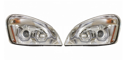 Chrome Headlight w/ LED Light Bar fits Freightliner Cascadia