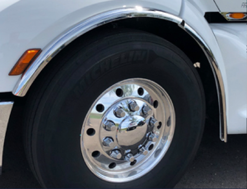 Stainless Steel Fenderettes Fits Peterbilt 579 Short Hood 4-Piece Kit (For Split Fenders)