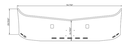 20" Bumper Fits Peterbilt 579 Tow Holes 9 Hidden Lights Lic Plate Holes