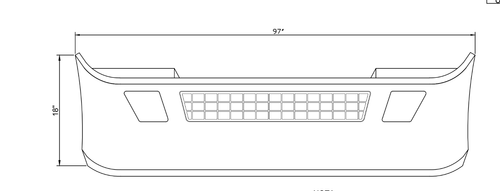 18” Chrome Bumper (Volvo VNL 2004-2017) Aero Style, W/ Grille & Fog Light Holes
