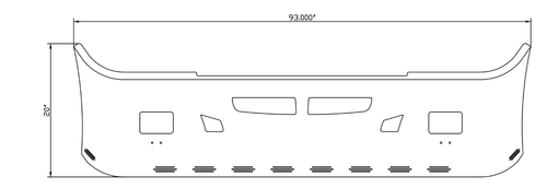 20” Chrome Bumper (Kenworth T660) W/ Air Vent, Tow, Fog Light Holes & 10 Hidden Light Holes