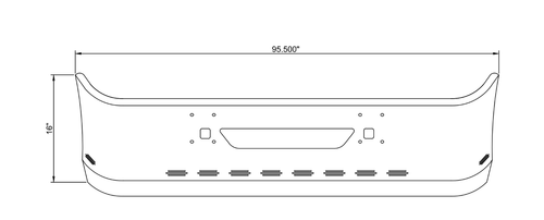 16” Chrome Bumper (International 9200 & 9400 1997+) Aero,  W/ Tow, Fog Light Hole & 10 Hidden Light Holes