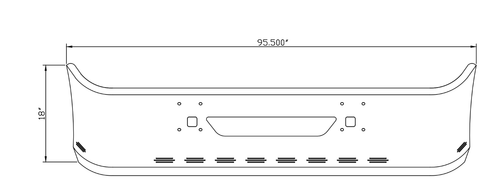 18” Chrome Bumper (International 9200 & 9400 1997+) Aero, W/ 10 Hidden Light Holes