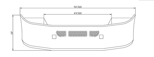 18” Bumper (Peterbilt 386) W/ Wrap-Around 3” Aero /Grille, Brackets
