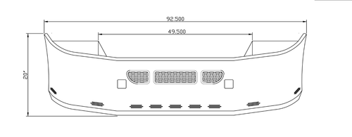 20” Bumper ( Peterbilt 386 ) W/ Wrap Around 3” Aero / Grille, No Fog Light, Brackets & 9 Hidden Light Holes