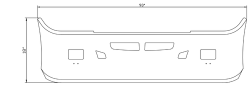 18” Chrome Bumper (Kenworth T660 2007-2016) Aerodynamic, W/ Air Vent, Tow & Rectangular Fog Light Holes