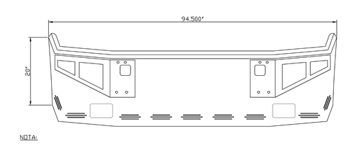 20" Bumper Fits kenworth T800 4 Bolt 2005 And Older, Step, Tow And Fog Light Hole (9 Hidden Light Holes)