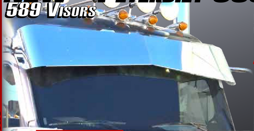 15" X 11" Bowtie Visor Fits Peterbilt 589 24-2026 Mid & High Roof 2pc S.Steel ( Drilling Requierd )