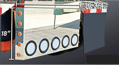 18" Mitered Rear Center Panel W/ 5-4" Round & 10-3/4" Light Holes 36-3/4" X 18" X 2-1/2" Stainless Steel