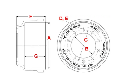 Brake Drum - 15.00 x 5.00 10 Hole Machine Balanced Center Hole Diameter 8.78 in