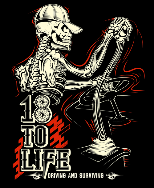 T-Shirt, Hot Rig, Skeleton Black, Size M