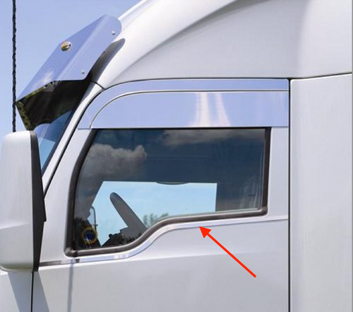 Upper Door Under Window Trims Pair Stainless Steel fits Kenworth T680, T880