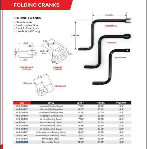 Tramec Sloan Crank Vertical Folding, 11.5" x 13.5"