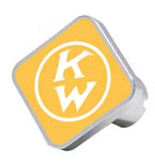 KW Old Logo Square Yellow Tractor & Trailer Air Valve Knobs
