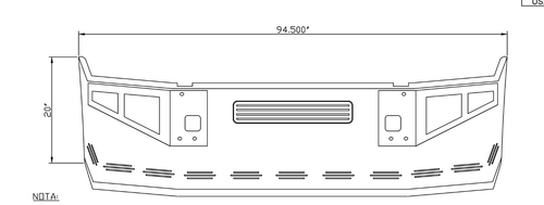 20” Chrome Bumper (Kenworth T800 2004-2012) Aero, W/ Grille, Tow & 11 Hidden Light Holes
