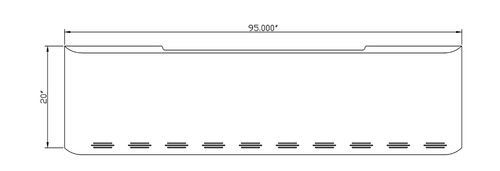 20" Chrome Universal Bumper Rolled End - 95" in Length with 10 Hidden Light Holes for Peterbilt and Kenworth Models