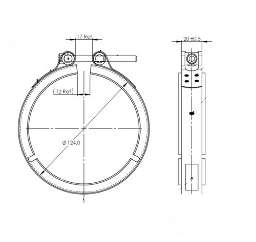 Dinex Exhaust Clamp, VeeFit for Mack/Volvo Diameter [inch] 4.88