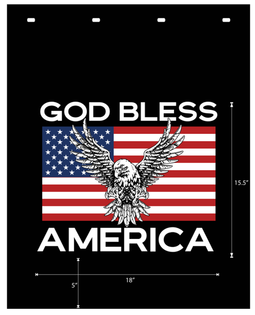 Mud Flap 24" X 30" 3/16", Black Poly God Bless America with Eagle (Each)