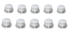 Grand General Flat Top Cr Plastic Lug Nut Cvr w/ Flange for Bumpers ( Set 10 ) Across Flat: 3/4" W, Height: 11/16" H