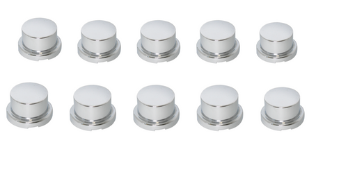 Grand General Flat Top Cr Plastic Lug Nut Cvr w/ Flange for Bumpers ( Set 10 ) Across Flat: 3/4" W, Height: 11/16" H