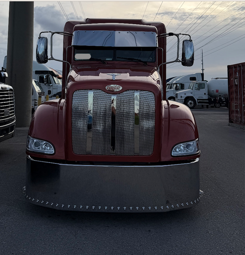 20” Chrome Bumper with 3/4” (29) Light Holes, fit Peterbilt 386 All Years