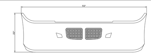 22” Chrome Bumper (Kenworth T660 2007-2016) Aerodynamic, W/ Grille Installed, Air Vent & Tow
