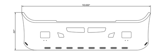 22” Chrome Bumper (Kenworth T660 2007-2016) Wrap Around, W/ Air Vent, Tow, 10 Hidden Light Holes & Rectangular Fog Light Holes