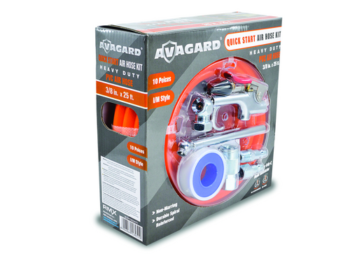 BluBird 3/8" x 25' PVC Air Hose 300 PSI, Steel Accessory Kit