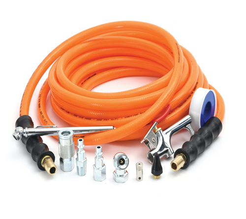 BluBird 3/8" x 25' PVC Air Hose 300 PSI, Steel Accessory Kit