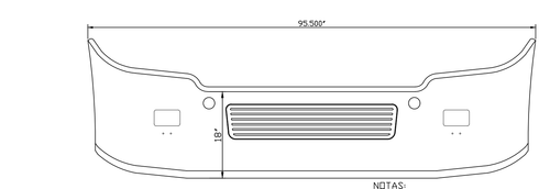 18" Chrome Bumper Freightliner Cascadia 2008-2017 Replaces Factory Plastic, Aerodynamic, with Grille Installed, Bolt, Tow Ang Fog Light Hole