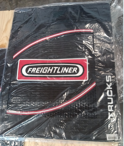 Mud Flap 24” X 30” Fits Freightliner, Line Curve Logo in Black, Trucks in one side  in Pairs