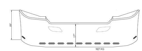 17"- 20" Bumper Chrome Fits Kenworth T680 Wrap Around W/Brackets,Tow Hole, 11 Hidden Light Holes 2013-2021
