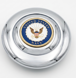 Chrome Aluminum Steering Wheel Horn Button With Metal Medallion, US Navy
