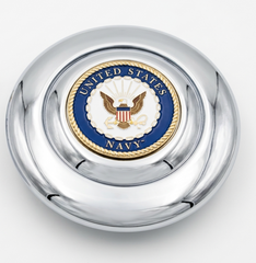 Chrome Aluminum Steering Wheel Horn Button With Metal Medallion, US Navy