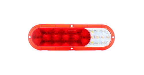 Fusion LED stop/turn/tail/back-up light with built-in Yellow and White Directional Warning Light, Red and Clear Lens, red/yellow/white LEDs, Surface Flange Mount,