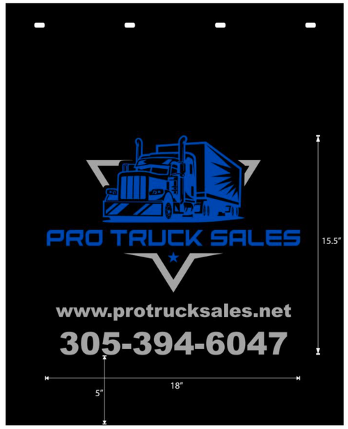 Mud Flap 24”X 30” ¼” Thick Poly, Color Black With Logo Grey / Blue, Pantone 20-147 TPM
