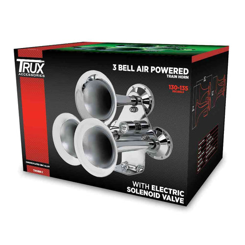 Trux 3 Bell Air Powered Train Horn – 130-135 Decibels | Chrome Plated Zinc Alloy