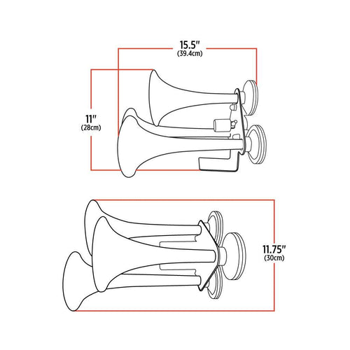 Trux 3 Bell Air Powered Train Horn – 130-135 Decibels | Chrome Plated Zinc Alloy