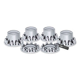 Trux Complete Axle Cover Kit with Removable Hubcaps & 33mm Threaded Nut Covers – Dome Hubcaps | Chrome ABS Plastic