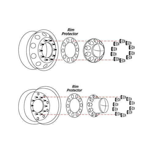 Trux Complete Axle Cover Kit with Removable Hubcaps & 33mm Threaded Nut Covers – Dome Hubcaps | Chrome ABS Plastic