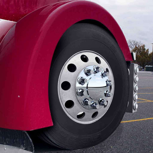 Trux Complete Axle Cover Kit with Removable Hubcaps & 33mm Threaded Nut Covers – Dome Hubcaps | Chrome ABS Plastic