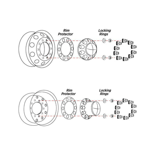 Trux Complete Axle Cover Kit with Removable Hubcaps & 33mm Push On Nut Covers – Dome Hubcaps | Chrome ABS Plastic