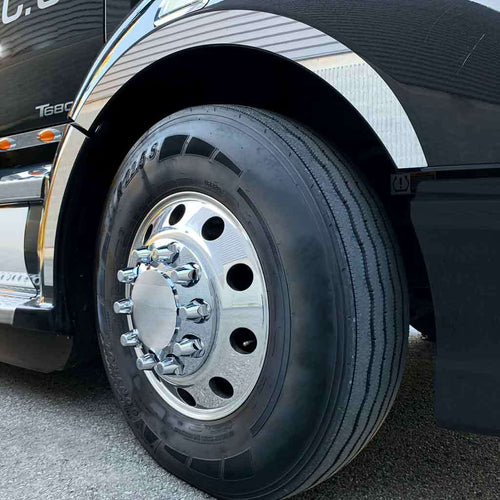 Trux Complete Axle Cover Kit with Removable Hubcaps & 33mm Push On Nut Covers – Dome Hubcaps | Chrome ABS Plastic