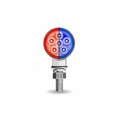 Trux Amber/Red Clearance Marker To Blue Auxiliary 1.8″ Mini Double Face Round Light With Reflector