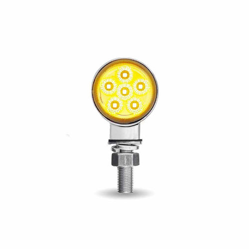 Trux Clear Amber/Red Clearance Marker 1.8″ Mini Double Face Round Light with Reflector LEDs – 12 Diodes