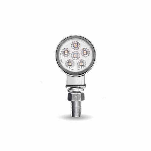 Trux Clear Amber/Red Clearance Marker 1.8″ Mini Double Face Round Light with Reflector LEDs – 12 Diodes