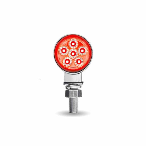 Trux Clear Amber/Red Clearance Marker 1.8″ Mini Double Face Round Light with Reflector LEDs – 12 Diodes